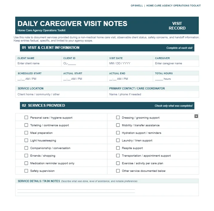 Supervisory Visit & Field Audit Log